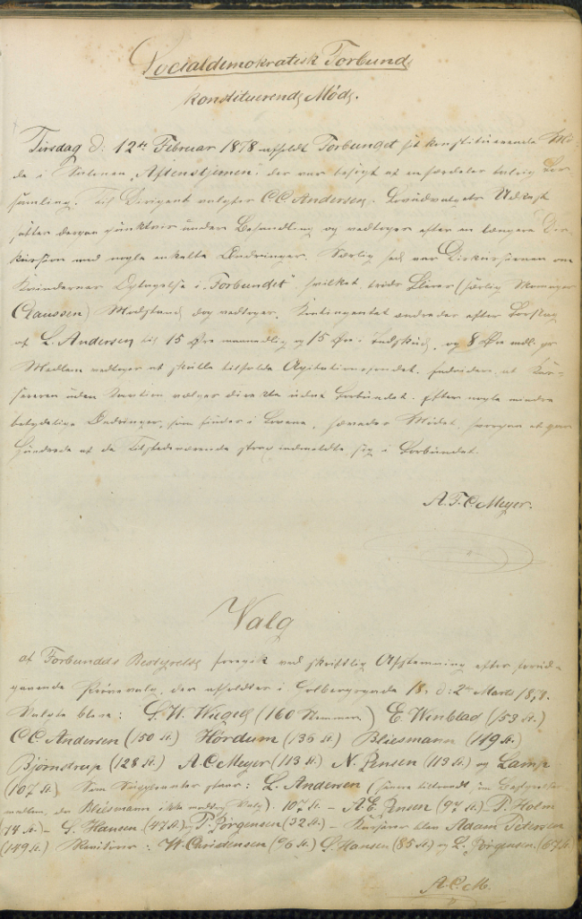 Fra den digitaliserede udgave af Socialdemokratiets Forhandlingsprotokol 1878